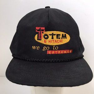 Vintage Totem & Hitachi We Go To Extremes Black Strapback Adjustable Trucker Hat